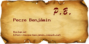 Pecze Benjámin névjegykártya